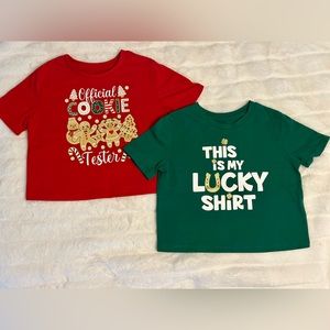 Girls Crop Tops. St. Patrick’s day and Christmas inspired tops. Size (4-5x)